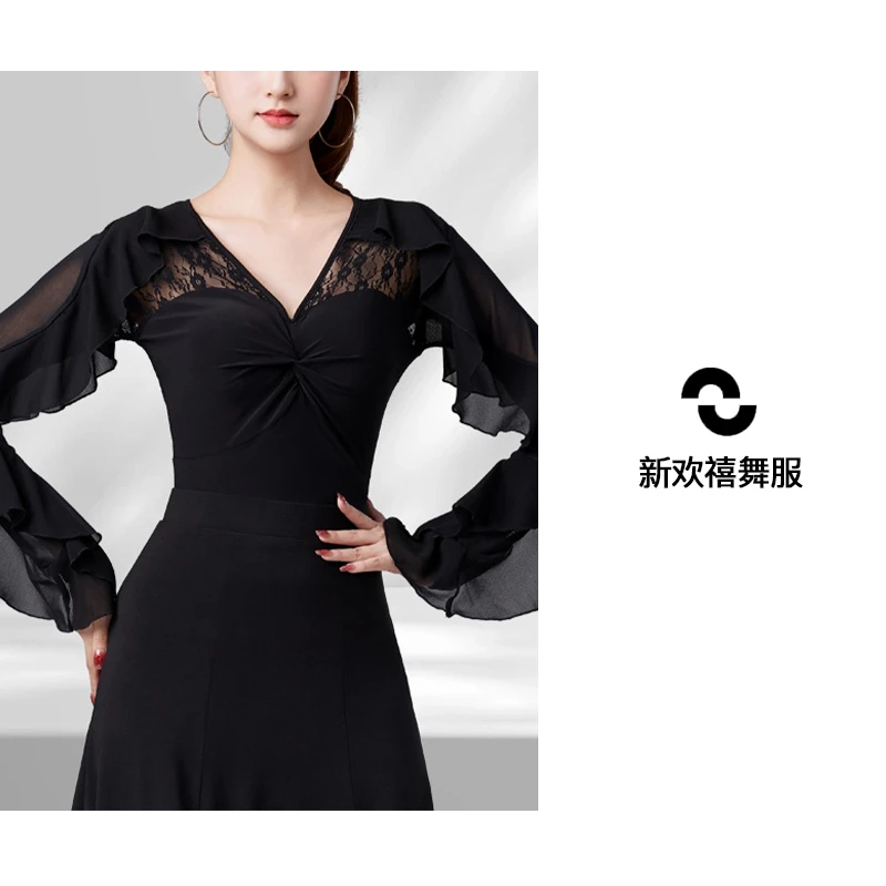 国标摩登舞连体上衣交谊舞舞衣新款广场舞拉丁舞服
