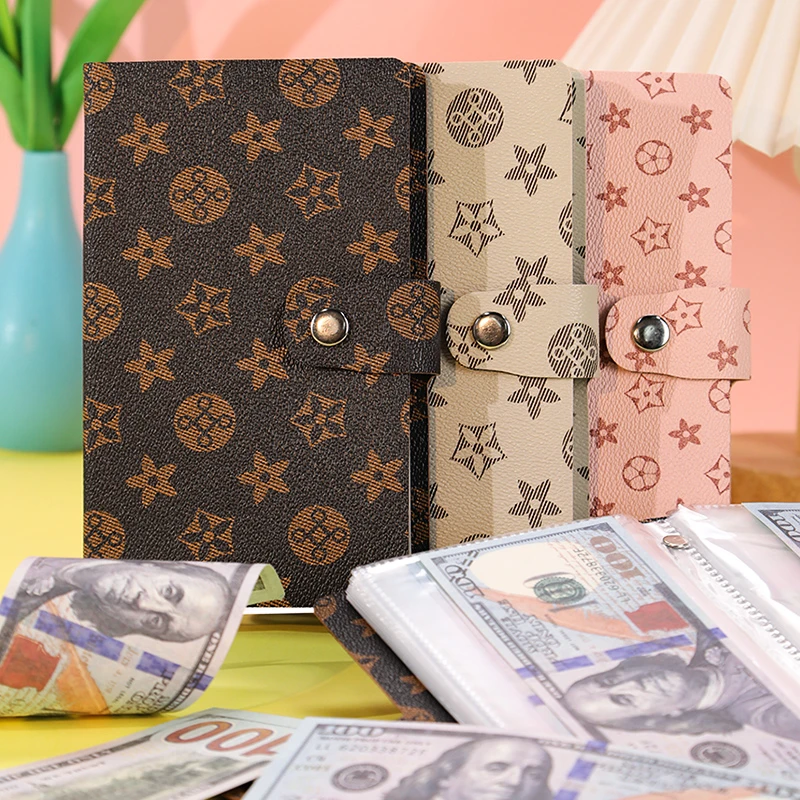 新款软皮按扣存钱本现金收纳袋大容量保护套理财防水存钱夹钱册