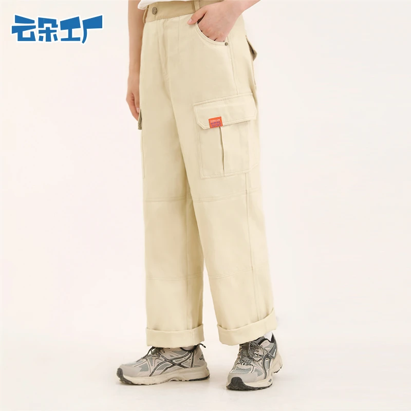 【样品】云朵工厂八头船拼色工装直筒裤宽松休闲多口袋设计感米色
