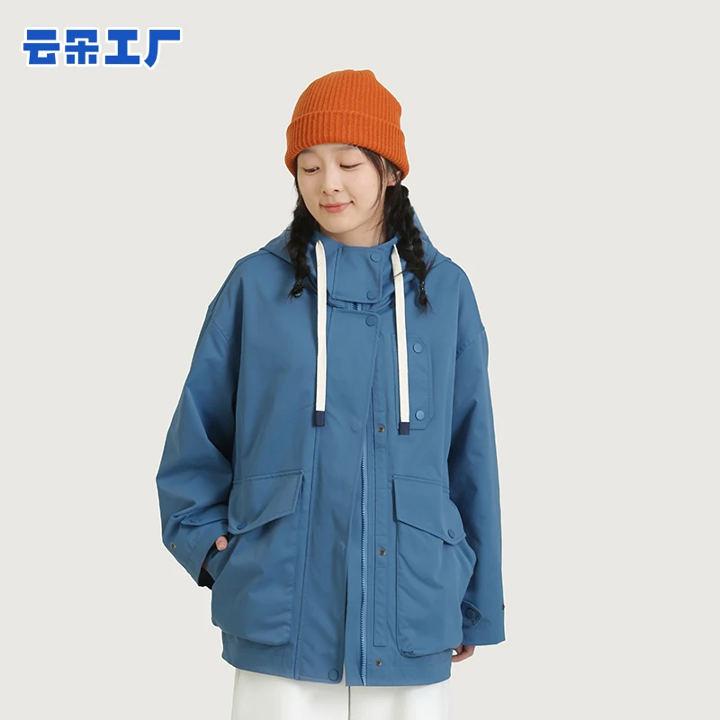 【样品】云朵工厂八头船连帽外套宽松女短款休闲工装夹克上衣简约