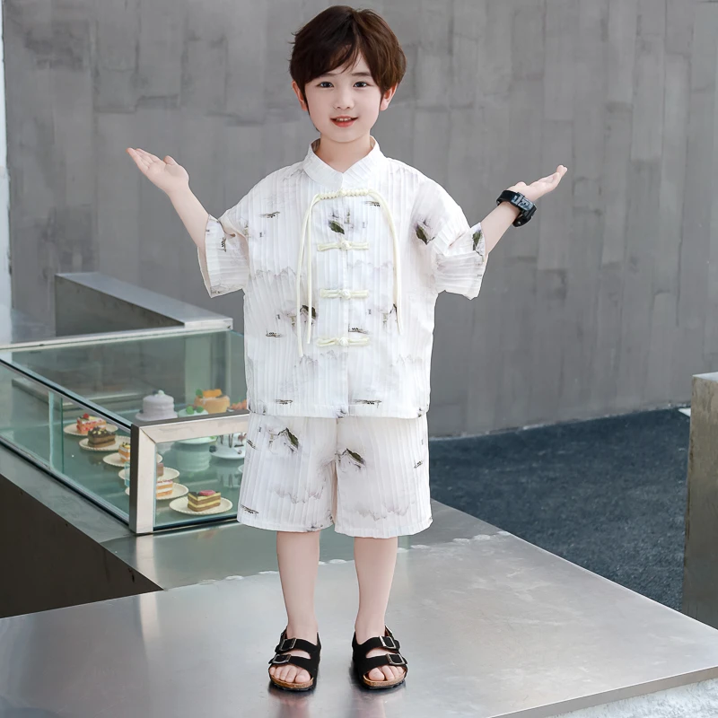 男童汉服夏款2024新款新中式国风童装男孩唐装小儿童薄款短袖套装
