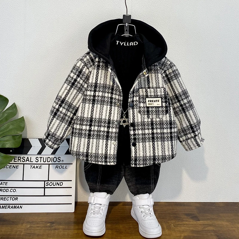 男童秋冬季外套洋气儿童大衣2024新款时髦宝宝棉服加厚冬季上衣潮