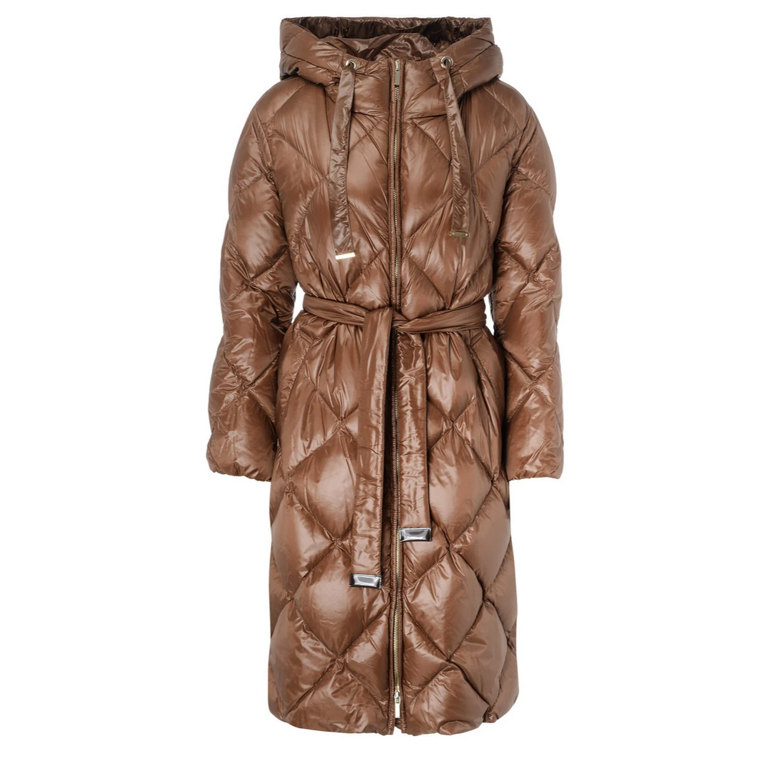 未使用 MaxMara 24款ANNA系列双腰带西伯利亚天然鹅绒羽绒服