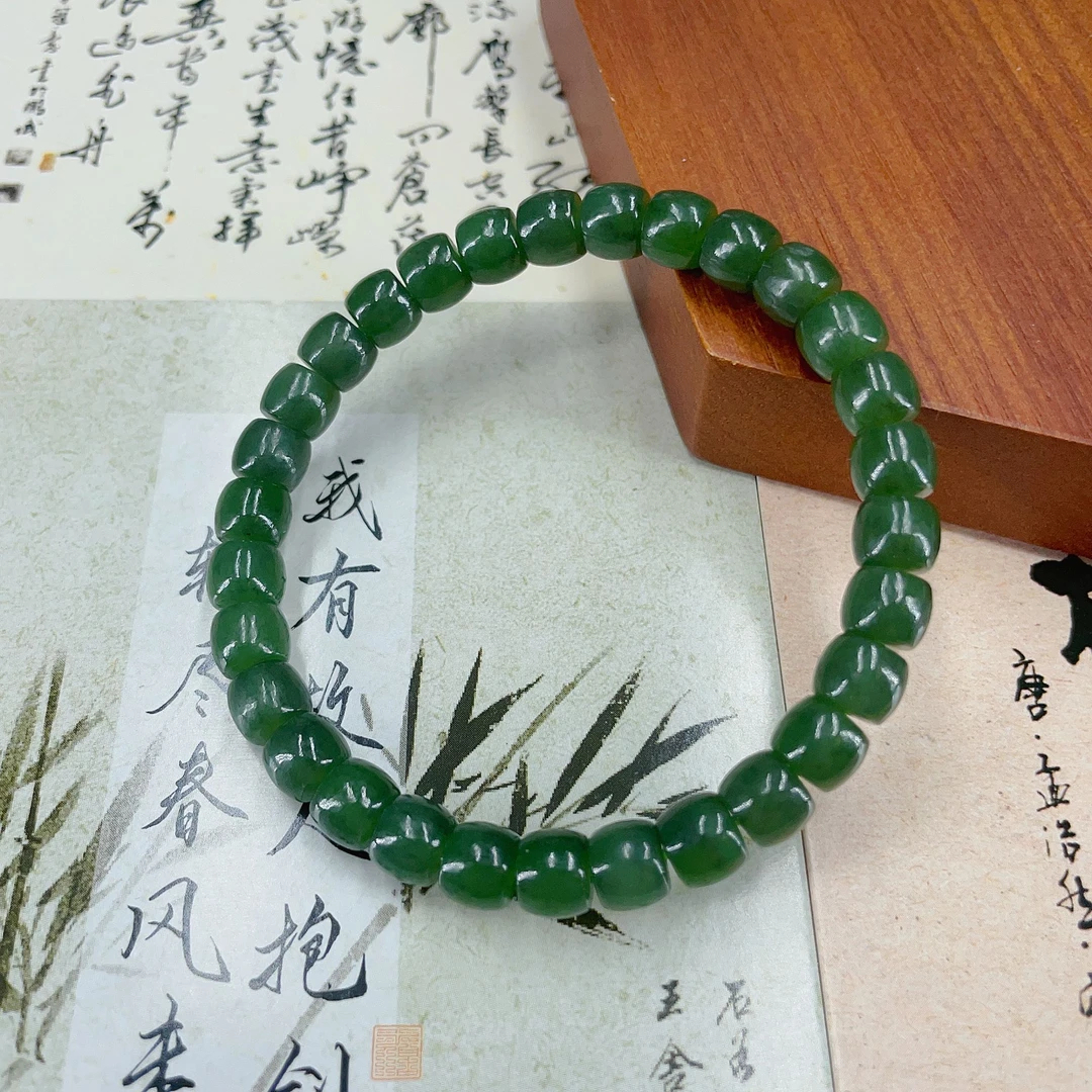 和田玉碧玉直切7毫米手串一串