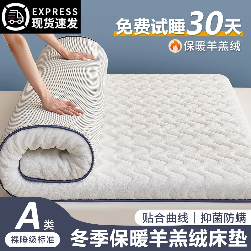 冬季羊羔绒纤维床垫家用床褥学生宿舍单人垫子冬天保暖加厚榻榻米