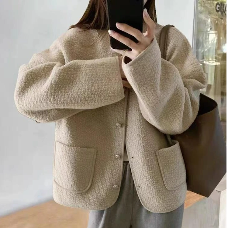 韩版外套2024新款休闲秋冬时尚气质皮毛一体宽松上衣