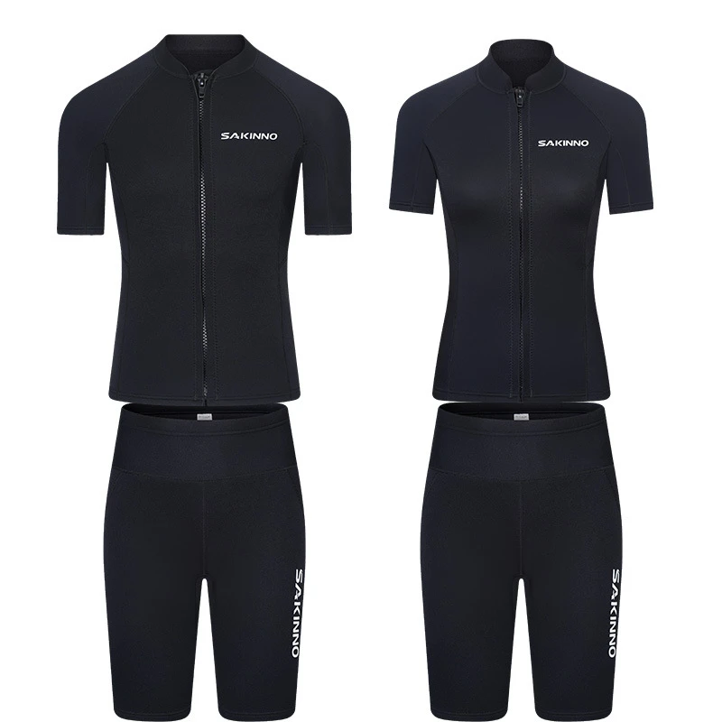 2MM夏季潜水服情侣分体大码休闲冬季保暖浮潜冲浪黑色情侣水母衣