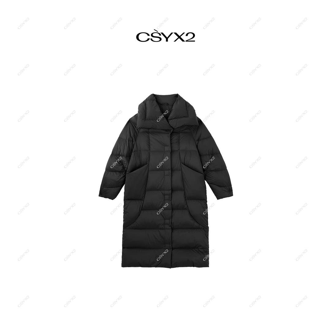 CsyX2-2024A/W 秋冬新款方扣中长款翻领羽绒服CA4DY001