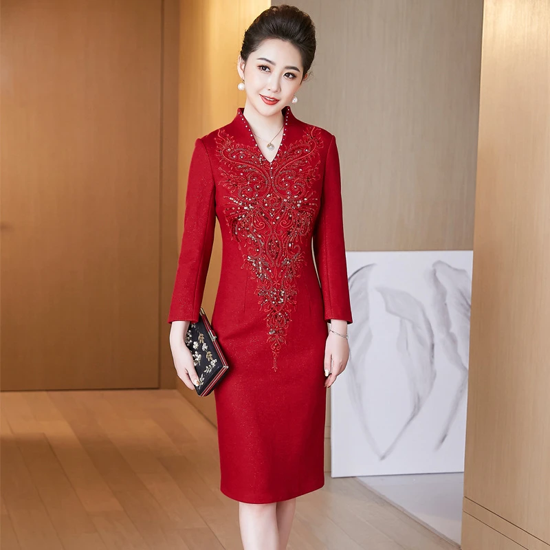 J41新款妈妈婚宴装礼服服装连衣裙妈妈装高贵敬酒服高端喜婆婆