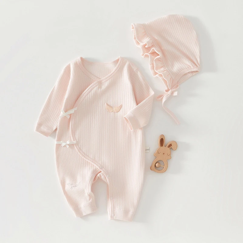 新生婴儿衣服连体衣薄款纯棉和尚服女宝宝哈衣03个月洋气外出服春