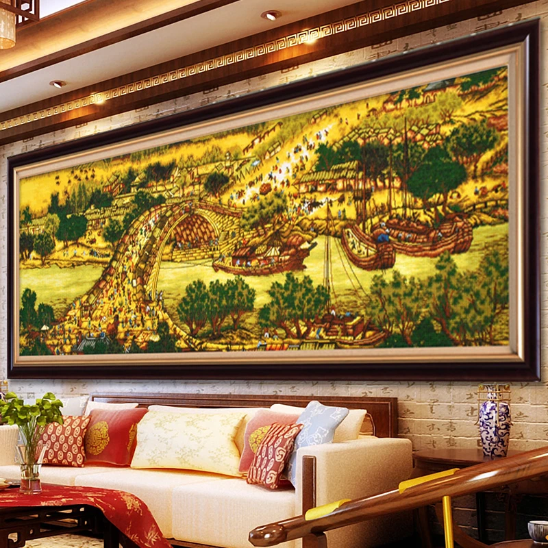 满绣款无勾边清明上河图[自己绣，不是成品]