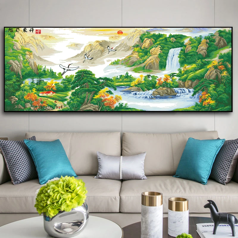 日照春辉十字绣2024新款线绣刺绣适合客厅手工现代风高端大气大幅