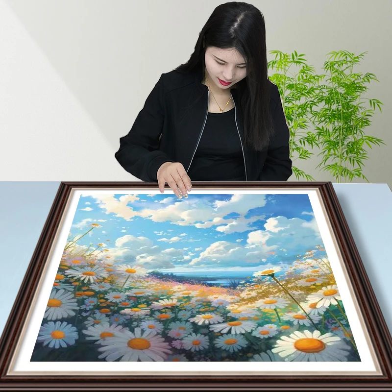 阳光小雏菊十字绣2024年新款线绣客厅自己绣简单花卉清新花海小件