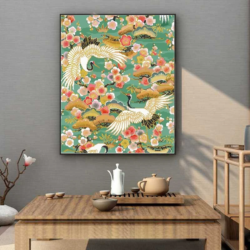 仙鹤祥云十字绣2024新款线绣刺绣适合客厅手工自己绣简单大气小幅