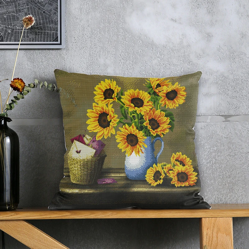 十字绣2024新款线绣抱枕靠垫沙发可爱卡通图案手工自己绣爆款小型