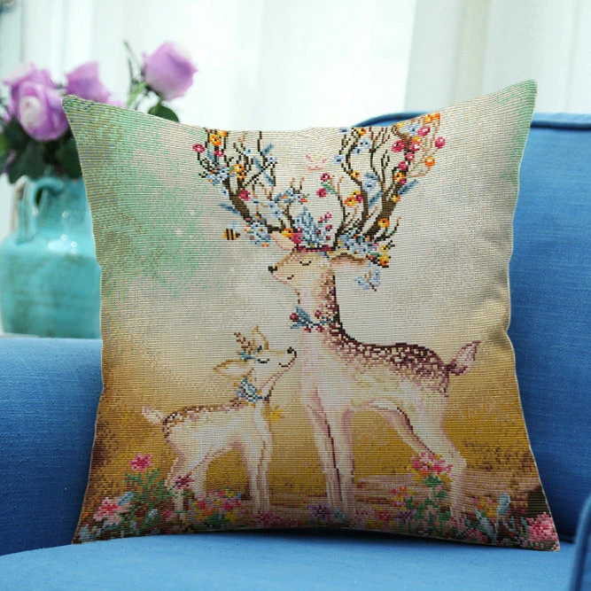 十字绣2024新款线绣抱枕靠垫沙发可爱卡通图案手工自己绣爆款小型