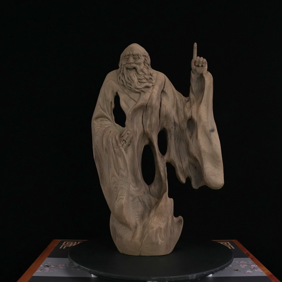 良工根雕金丝楠木艺术作品老子 紫气东来A030