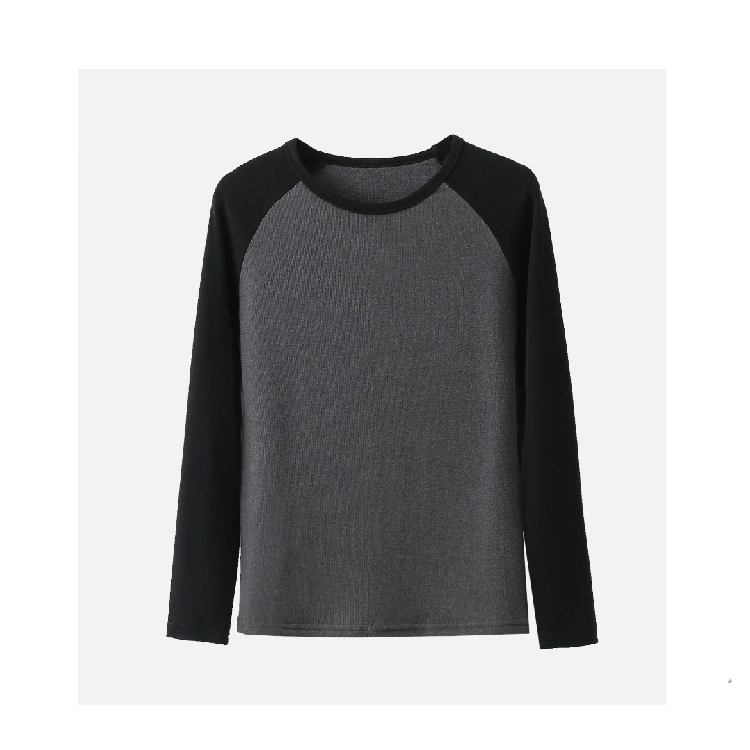 【DS002】拼接款插肩袖圆领德绒上衣打底外穿皆可休闲百搭