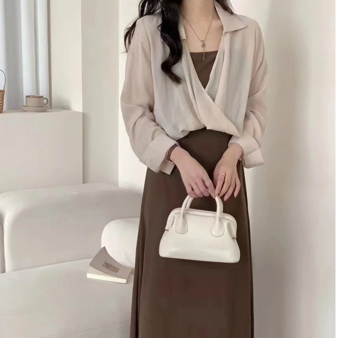 气质优雅显瘦薄款衬衣防晒衣吊带裙两件套装时尚女士高档连衣裙夏