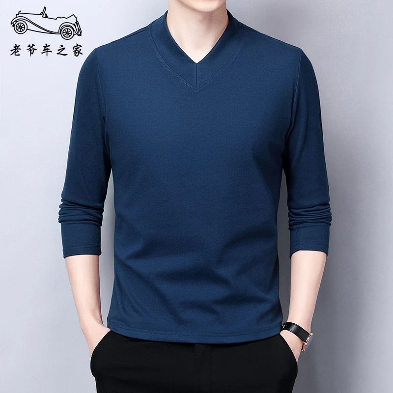 老爷车之家2024冬新款双面德绒男士休闲卫衣套头V领宽松大码上衣