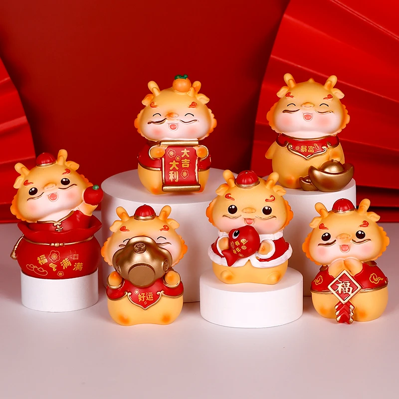 新款萌龙送福盲盒手办公仔新年喜庆潮玩摆件龙年吉祥物桌面装饰品