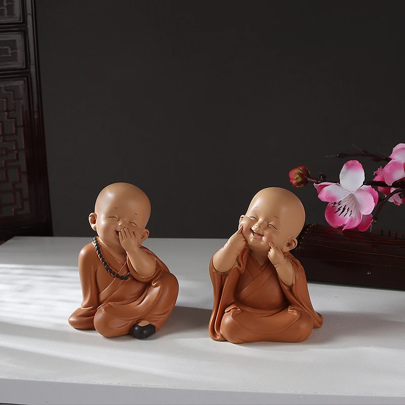 禅意慧能迷你小和尚摆件创意中式电视柜茶几小摆件小沙弥车载装饰