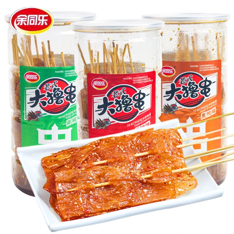 余同乐老式大辣片228g桶装黑鸭香辣味藤椒素肉豆干制品怀旧小串串