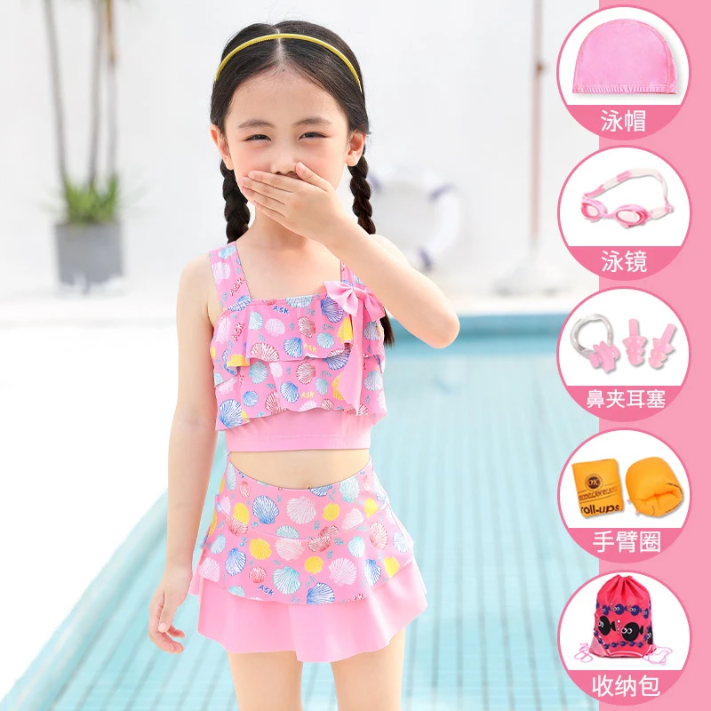 儿童泳衣女童连体中大童小孩公主裙夏季泳装2025年新款分体游泳衣