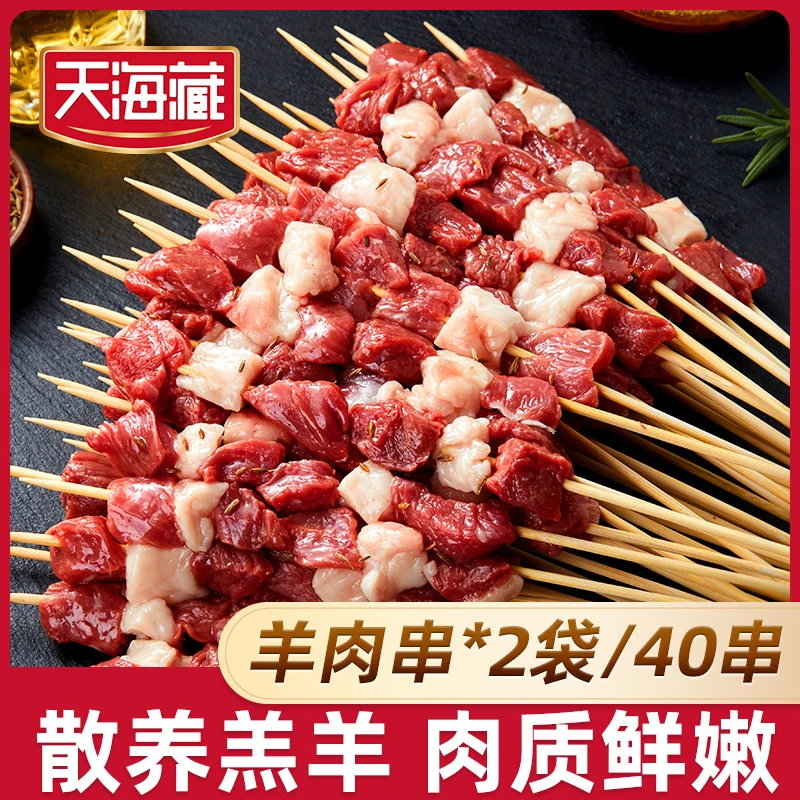 【40串】羊肉串 天海藏新鲜羔羊肉烧烤半成品  家庭户外空气炸锅