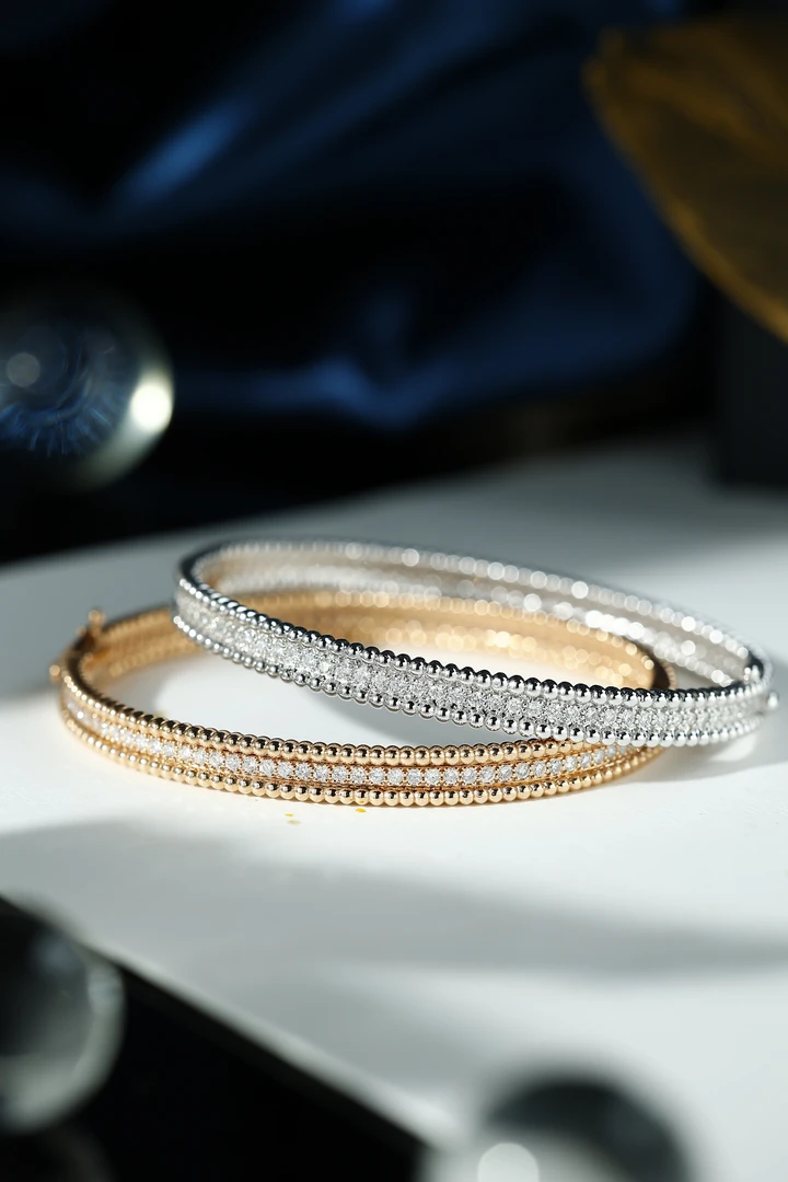 【钻石手镯】18k金满钻珠珠手镯DY（48小时鉴赏期）