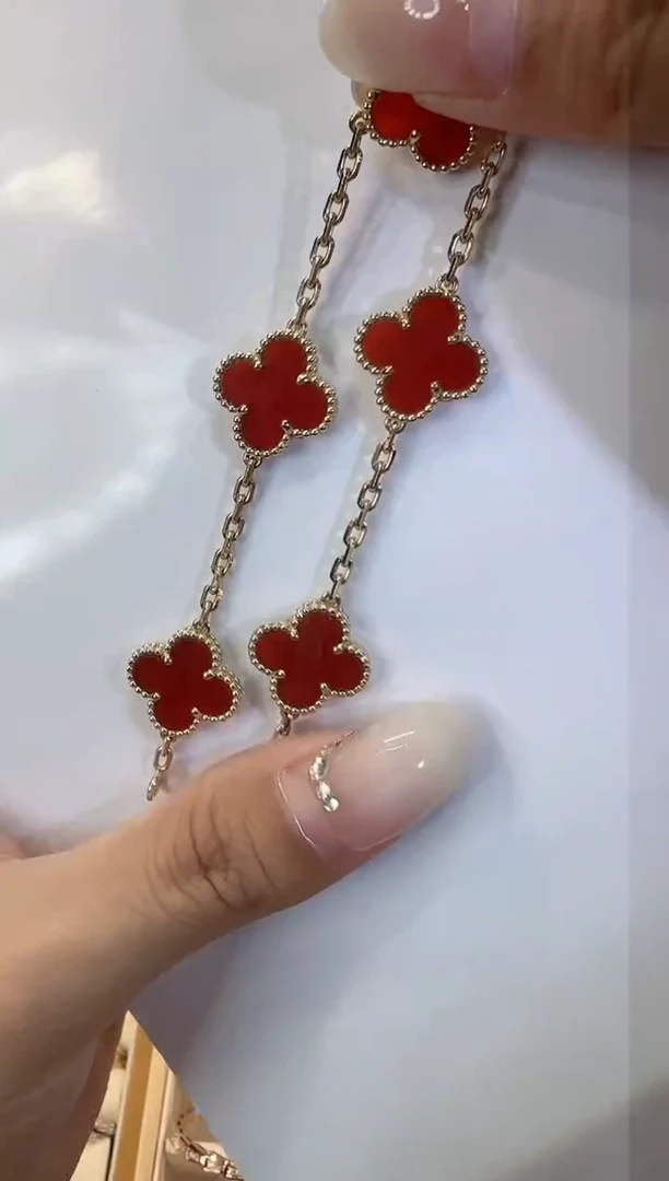 【闪购商品】玛瑙/玉髓手链18K金镶嵌红色
