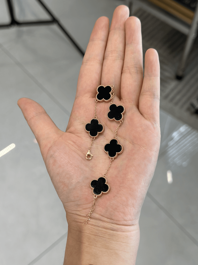 18k金黑色五花手链