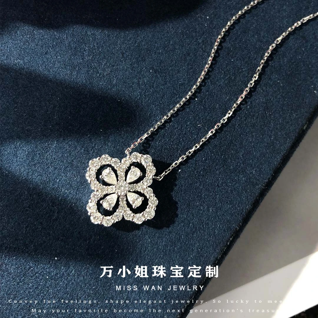 【万小姐】18K大号18mm四叶草镂空项链DY