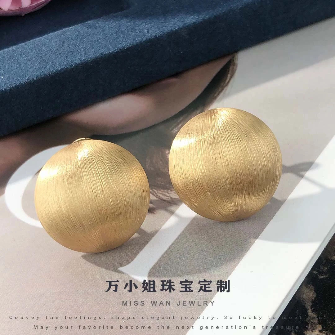 【万小姐】18k金复古拉丝耳扣