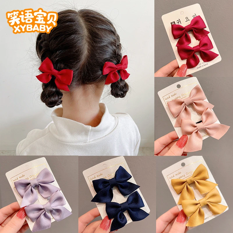儿童蝴蝶结发饰红色小夹子女孩前额发夹女童网红宝宝公主发卡头饰