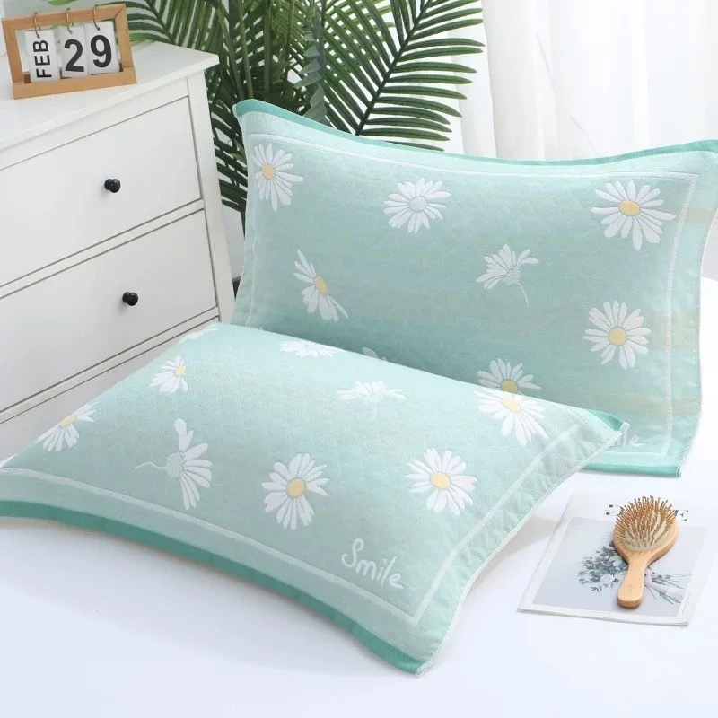 秋冬季新款高档枕头巾枕巾棉质纱布柔软吸汗单人家用四季情侣加厚