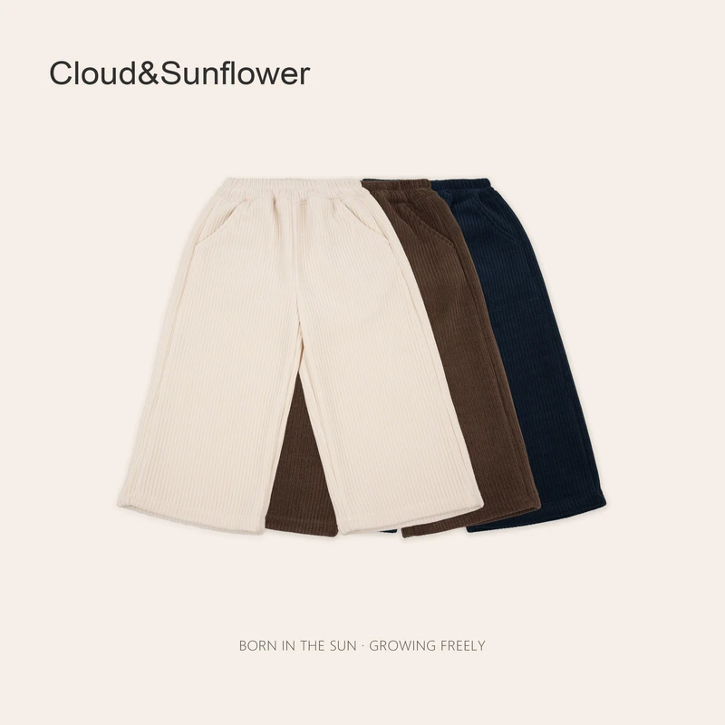 女童条绒冬季加厚百搭休闲直筒裤1113204