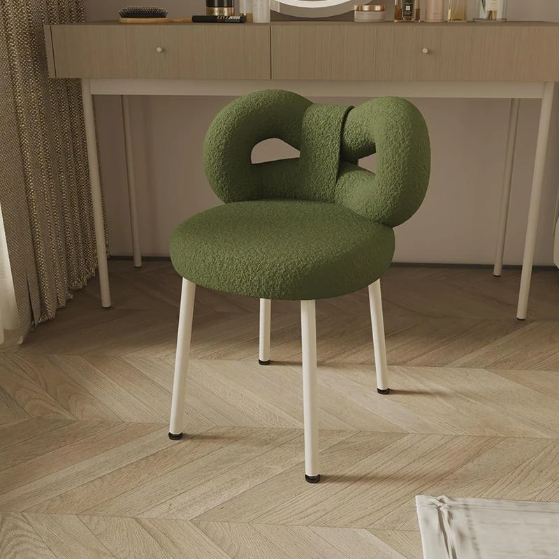 可旋转轻奢高级蝴蝶结梳妆台椅子卧室简约网红羊羔绒女生化妆凳子