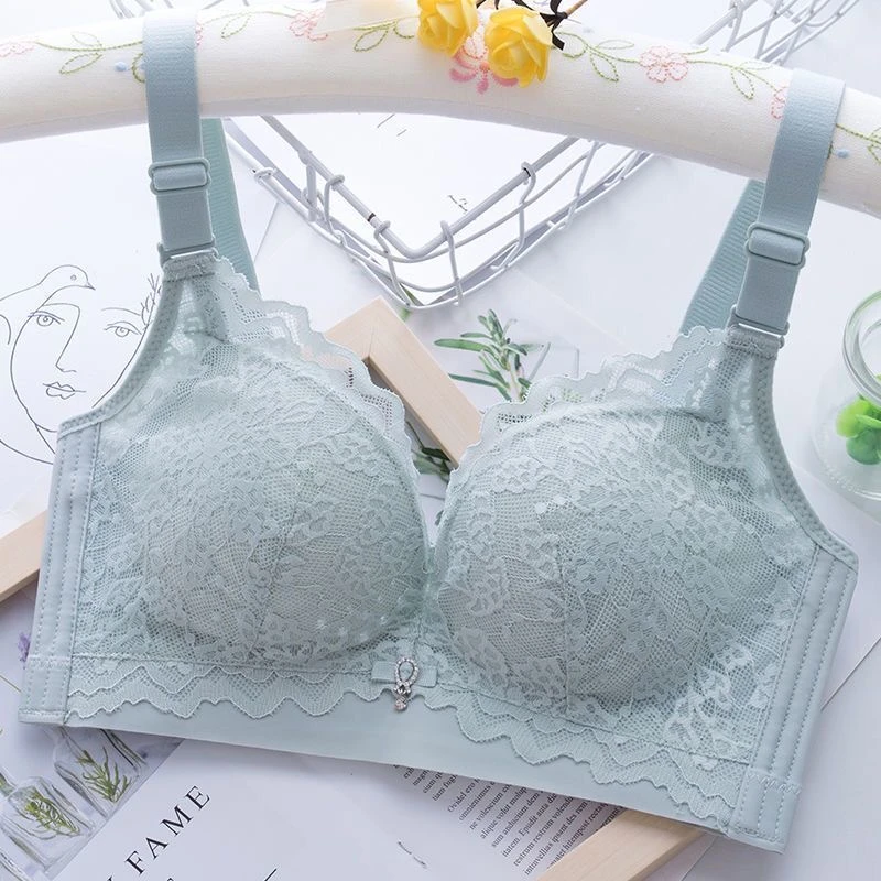 夏季内衣女超薄款小胸聚拢无钢圈收副乳调整型舒适透气蕾丝文胸罩