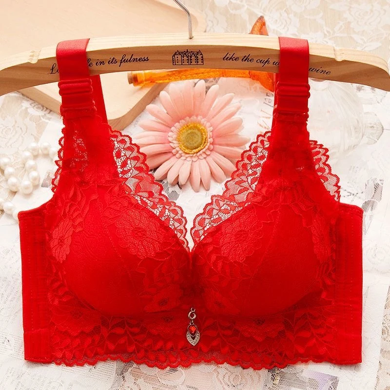 内衣女秋冬厚薄款聚拢小胸收副乳上托防下垂蕾丝舒适无钢圈文胸女