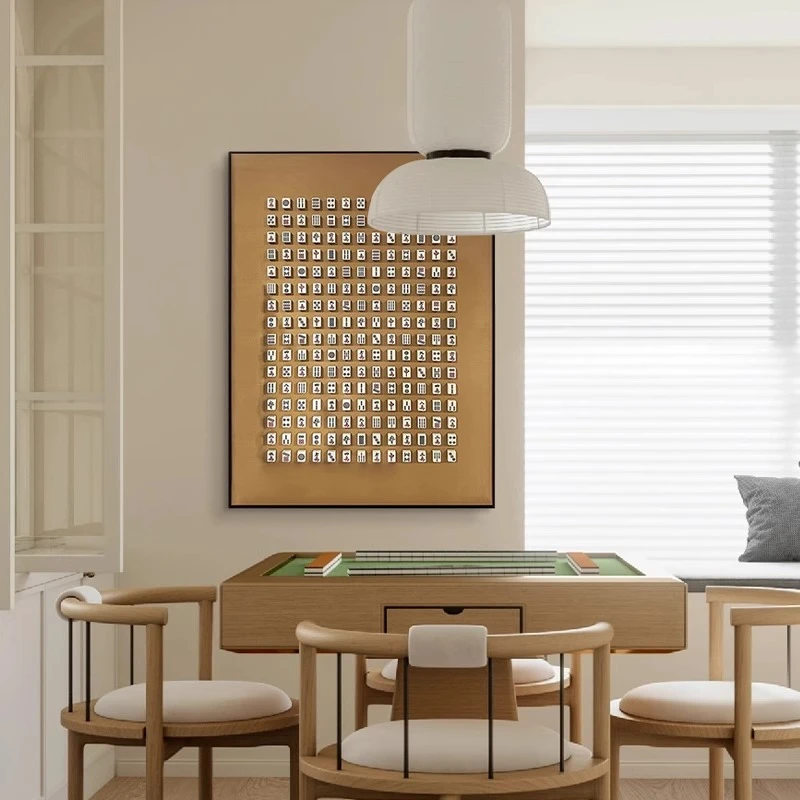 麻将馆装饰画棋牌室布置高档室内娱乐包间氛围新中式茶室背景挂画