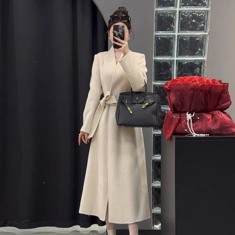 蓝海奕诺高级感定制双面羊毛大衣2024年冬季新款韩版气质轻奢外套