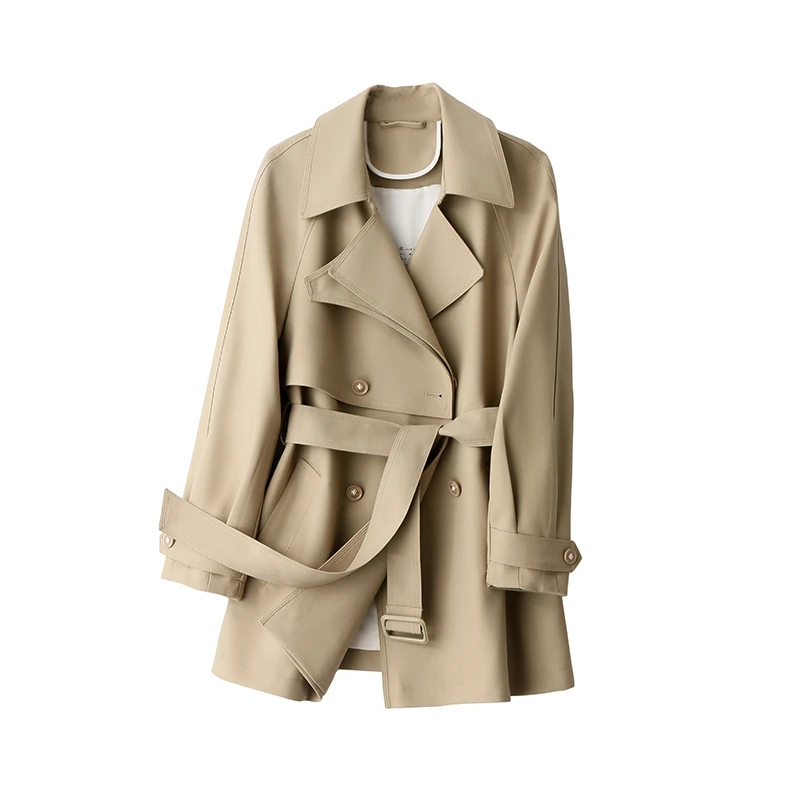 蓝海奕诺风衣女短款宽松短款韩版英伦风显瘦双排扣气质百搭外套