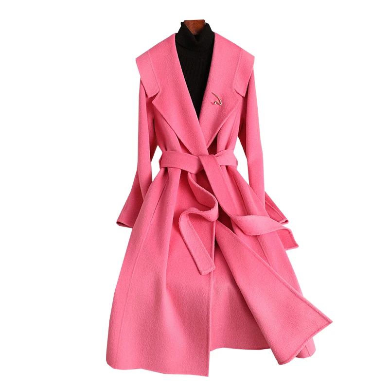 蓝海奕诺高级感定制双面羊毛大衣秋冬新款气质过膝中长款毛呢外套