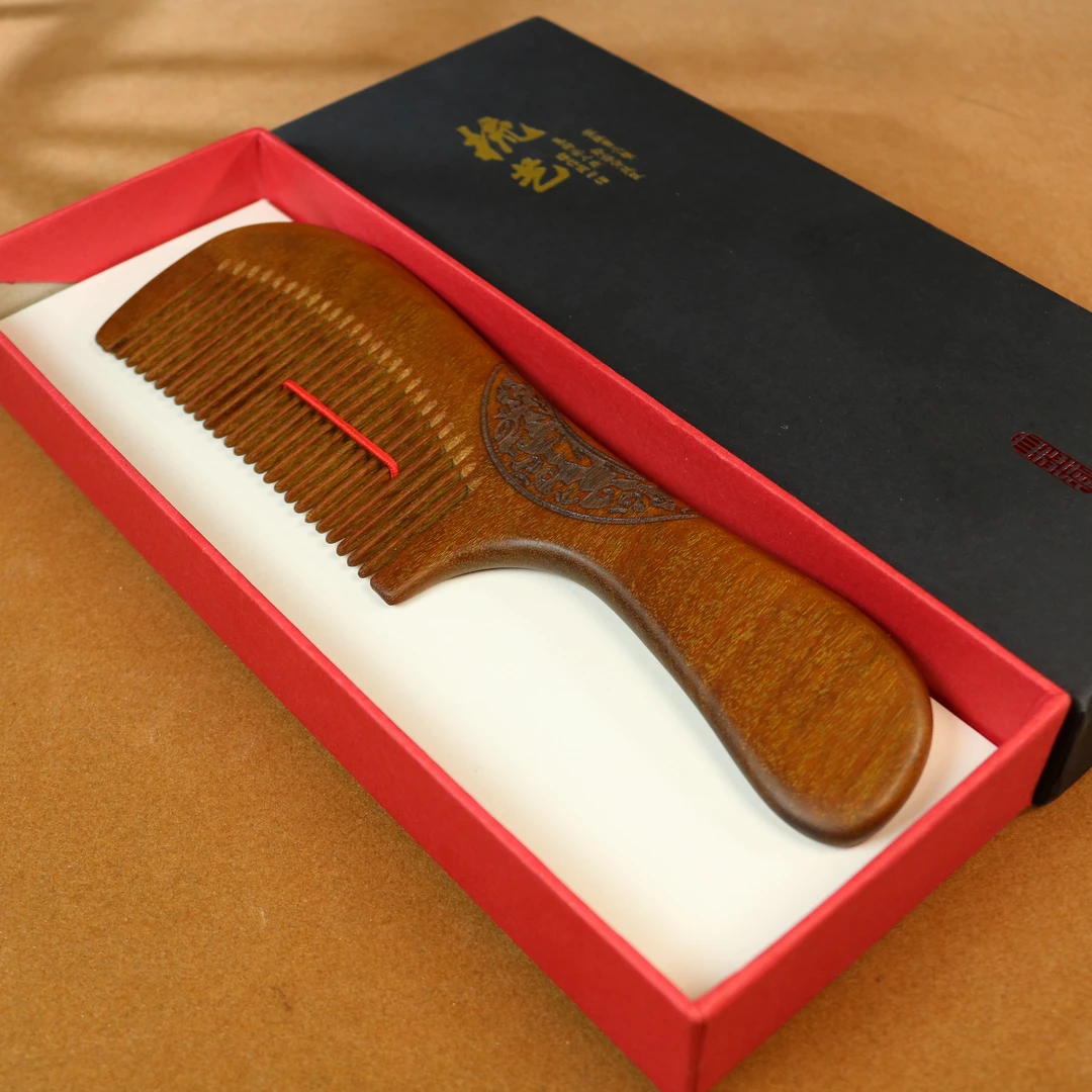 【凰一品】金丝檀祥云细齿实木梳