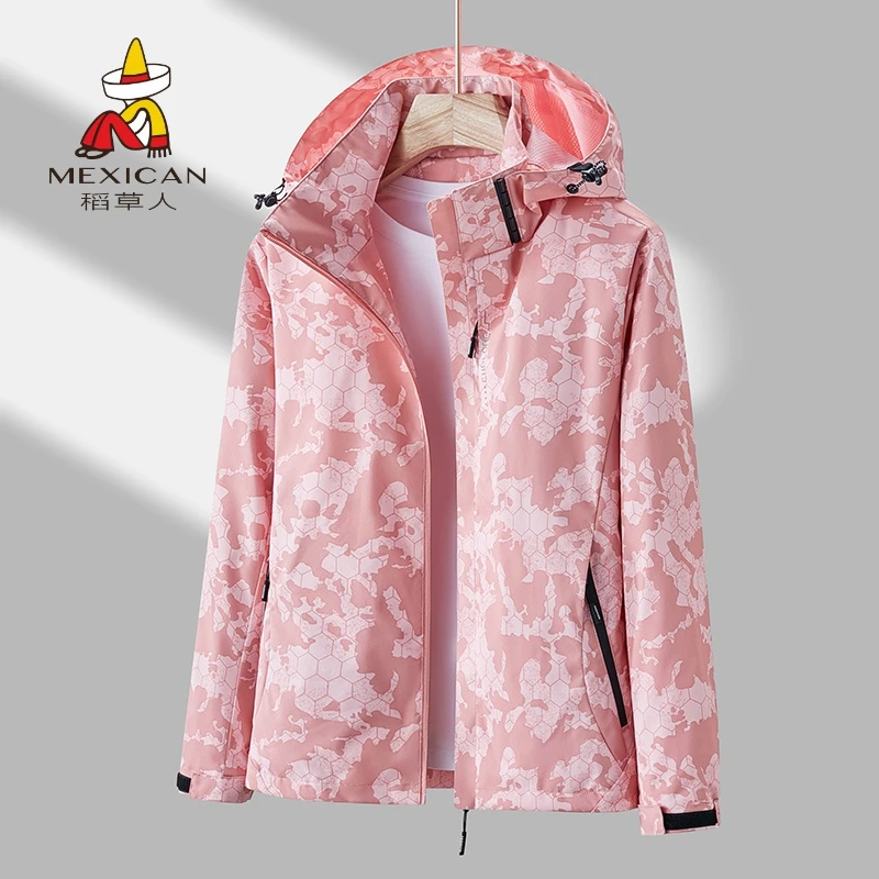 Mexican/稻草人防风冲锋衣男女运动户外保暖防水情侣迷彩登山春秋