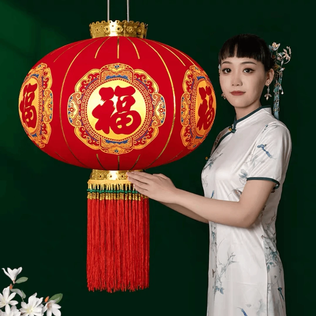 2025新款大红福字灯笼过春节新年装饰防水一对阳台户外院子挂饰