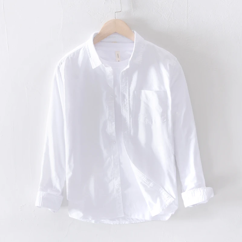 轻奢简约男士休闲中国风百搭牛津纺长袖衬衫男四季休闲纯棉衬衣