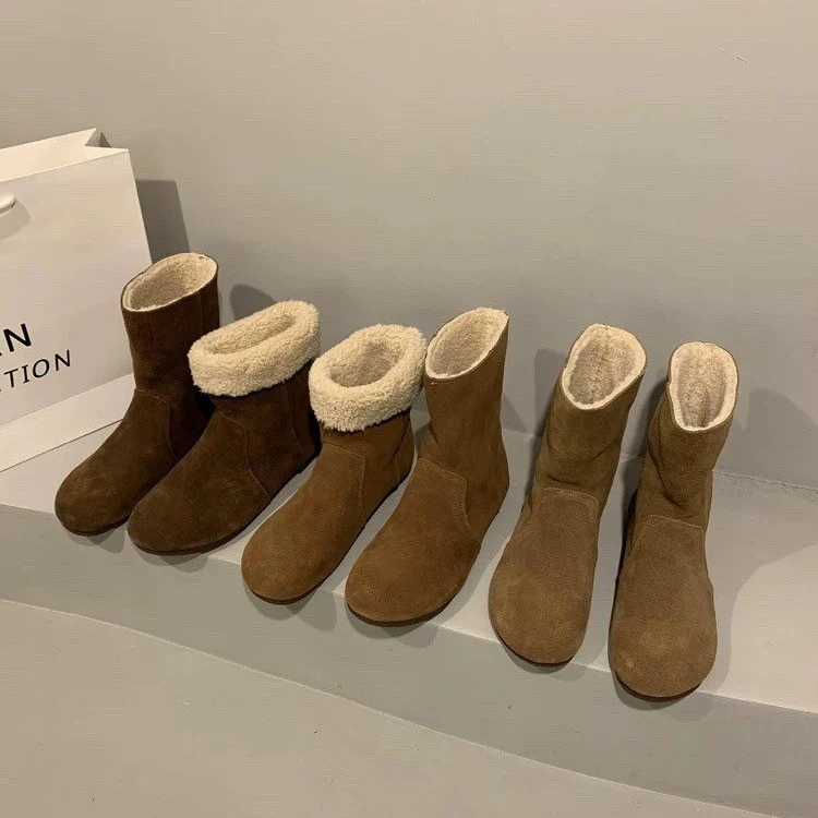 勃肯短靴女秋冬2024新款平底美拉德靴子鞋两穿短靴子P3702