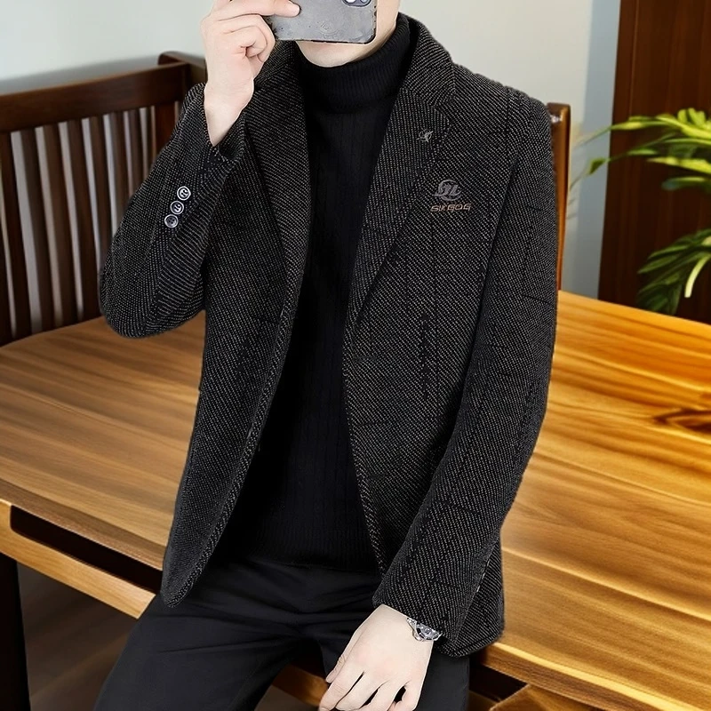 考蒂玻帕毛呢大衣男秋冬季加棉加厚西服外套男西装男士冬装外套潮